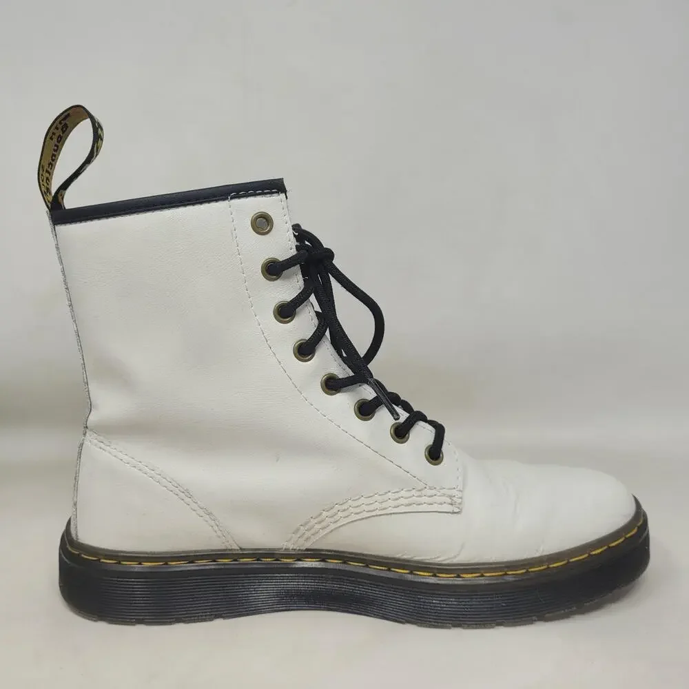 Dr Martens‎ Zavala Boots Mens 9 White Leather Combat Ankle Lace Up Punk Goth